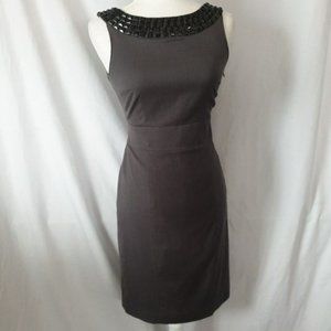 H&M Gray Beaded Neckline Sheath Dress SIZE 6